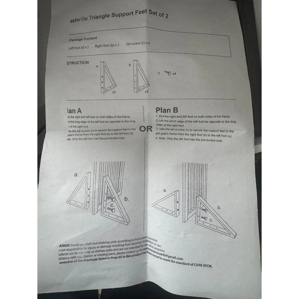 WELLAND Triangle Support Feet Pet Gate Stabilizers Set of 2 New